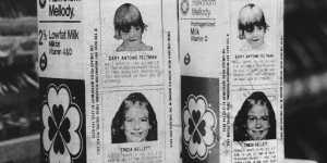 “It just felt like there were more predators then,” says a friend who remembers drinking from milk cartons,like these pictured,which showed the faces of children who had recently gone missing and were widely distributed throughout the 1980s.