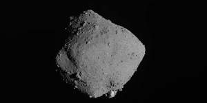 The asteroid Ryugu in a photo taken by Japanese probe Hayabusa2.