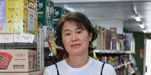 Sunny Shim at her grocery shop in Clayton.