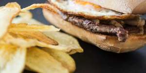 Prego steak sandwich with a fried egg.