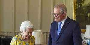 Queen Elizabeth II received then-prime minister Scott Morrison at Windsor Castle in 2021.