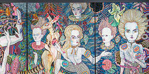 The Heart Land,a five-panel painting by Del Kathryn Barton,is at the centre of a defamation case.