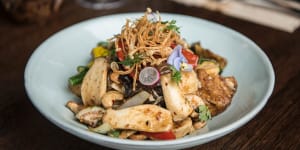 Tofu and cashew stir-fry with chilli jam.