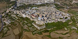 Aerial view over Mdina.