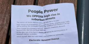 The People Power how-to vote cards being given to voters in Ashwood. 