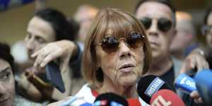 Gisele Pelicot speaks to media as she leaves the Avignon court house,southern France.