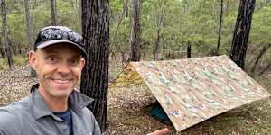 The author and his shelter for the night.