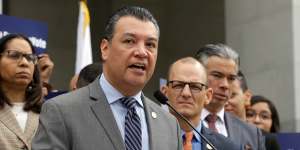 Alex Padilla talks during a news conference at the Capitol in Sacramento,California last year.