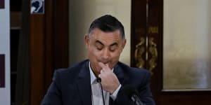 John Barilaro giving evidence to the inquiry on Monday.