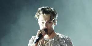 Harry Styles belting out his song As It Was on stage at the Grammys.