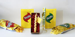 Twisties and Angel Aromatics’ special edition cheese- and chicken-scented candles.