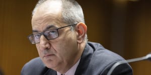 Mike Pezzullo,secretary of the Department of Home Affairs,during an estimates hearing in parliament. 