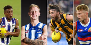 Atu Bosenavulagi,Jaidyn Stephenson,Tom Phillips and Adam Treloar were all offloaded by Collingwood at the end of the 2020 AFL season.