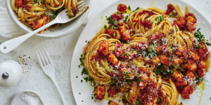 Prawn and butter linguine,