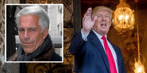 US President Donald Trump and convicted sex offender Jeffrey Epstein (inset) were friends.