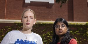 Amelia Christie (left) and Ersha Mohan were penalised by RMIT University for supporting striking academics.