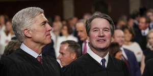 Supreme Court Associate Justices Neil Gorsuch,left,and Brett Kavanaugh