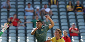 Andrew Nabbout scores for Melbourne City against Central Coast Mariners.