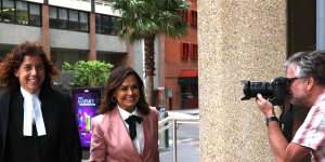 Lisa Wilkinson and her barrister Sue Chrysanthou,SC,outside the Federal Court in Sydney on Monday.