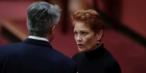 Nationals fume at Mathias Cormann's'too cosy'relationship with Pauline Hanson