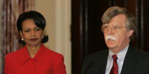 UN ambassador John Bolton with then secretary of state Condoleezza Rice in 2005. 