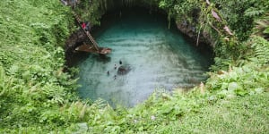 Taking a dip in the magnificent To Sua ocean trench.