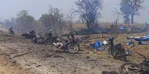 Witnesses and independent media reports said dozens of villagers were killed in the Sagaing region on April 11.