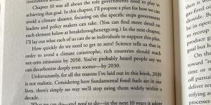 Prime Minister Scott Morrison’s underlined sections of Bill Gates’ book about net zero.