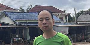 Chinese rights lawyer Lu Siwei in Laos before he was detained and sent back to China.