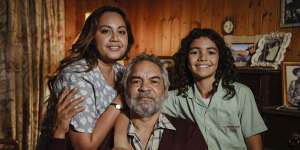 Jessica Mauboy,Kelton Pell and Lennox Monaghan in the family movie Windcatcher.