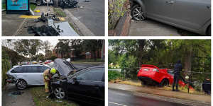 Photographs locals have taken of car crashes on Murray Road,Coburg. 