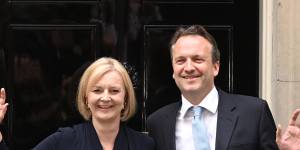 Liz Truss and her husband Hugh O’Leary enter Downing Street for the first time in her leadership.