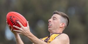 Ex-AFL umpire Michael Pell plays for the Hadfield Hawks.
