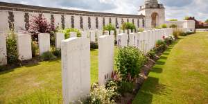 Tyne Cot,the World War I Commonwealth Military Cemetery at Passchendaele,Belgium,where more than 1000 Australian war dead are buried.