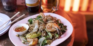 BKK's go-to dish:Charcoal wok-fried pork and prawn rice noodles.