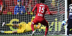 Thomas Heward-Belle’s late penalty save preserved Sydney’s lead against Adelaide.