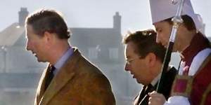 Charles attends a consecration ceremony in 2004 at Poundbury,a traditionalist village built on Duchy of Cornwall land.