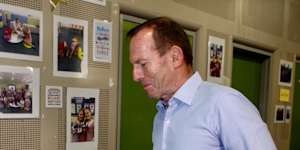 Former Australian prime minister Tony Abbott votes in his electorate of Warringah in 2019.