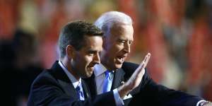 Beau Biden with his father at the 2008 Democratic National Convention in Denver,Colorado.