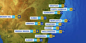 National weather forecast for Monday November 18