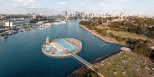An artist’s impression of a City of Sydney proposal for new harbour-side pool at Glebe Foreshore. 