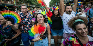 Marriage equality advocates celebrate the “yes” vote in Sydney in 2017.