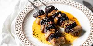 Morcilla (blood sausage) and pork tongue pintxos.