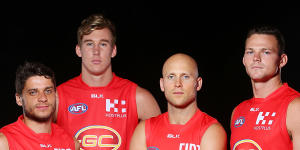 The Suns days:(From left) Dion Prestia,Tom Lynch,Gary Ablett jnr and Steven May.