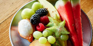 Clara Luna’s fruit plate which diners are encouraged to snack on throughout their meal.