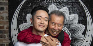 Photographer William Yang with Ben Law,Queensland Art Gallery is holding a major retrospective of Yang’s photos. 