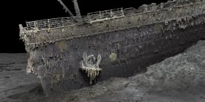 The bow of the Titanic is still instantly recognisable even after so long underwater.