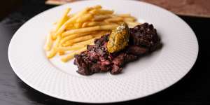 Jack’s Creek hanger steak comes with a mountain of shoestring fries.