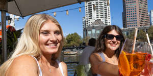 Anna Tumblety and Sophie Wilkinson enjoying a drink in the city last week.