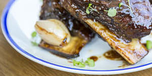 Cola-glazed beef ribs at the Defiant Duck in Brisbane.